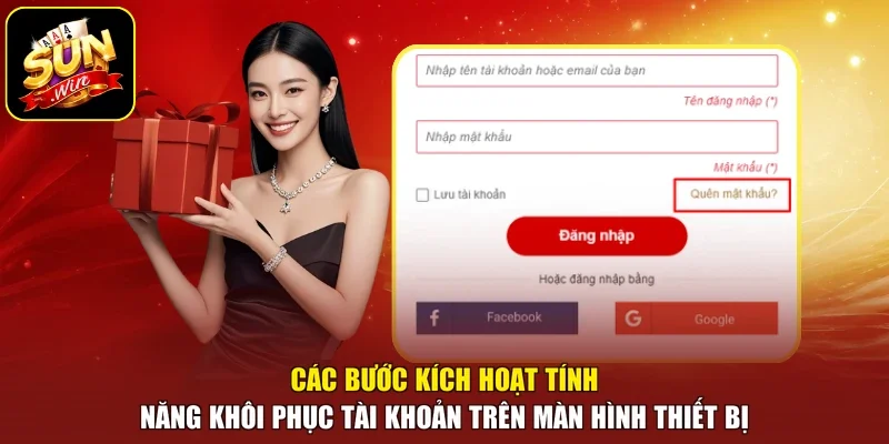 Các bước kích hoạt tính năng khôi phục tài khoản trên màn hình thiết bị