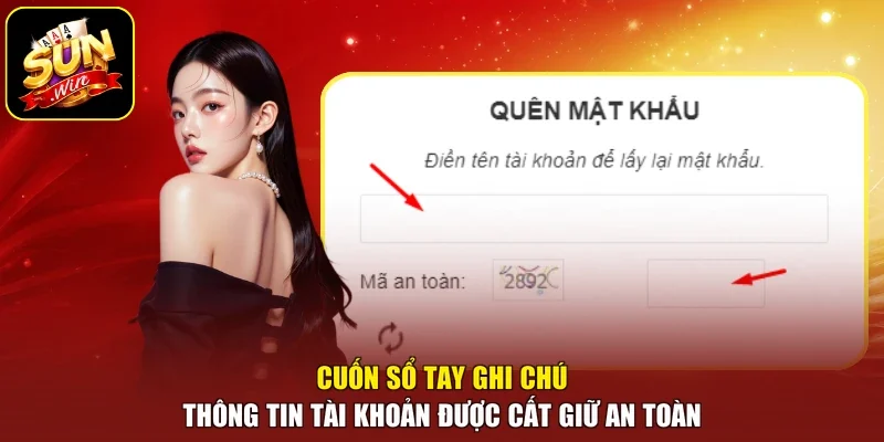 Cuốn sổ tay ghi chú thông tin tài khoản được cất giữ an toàn
