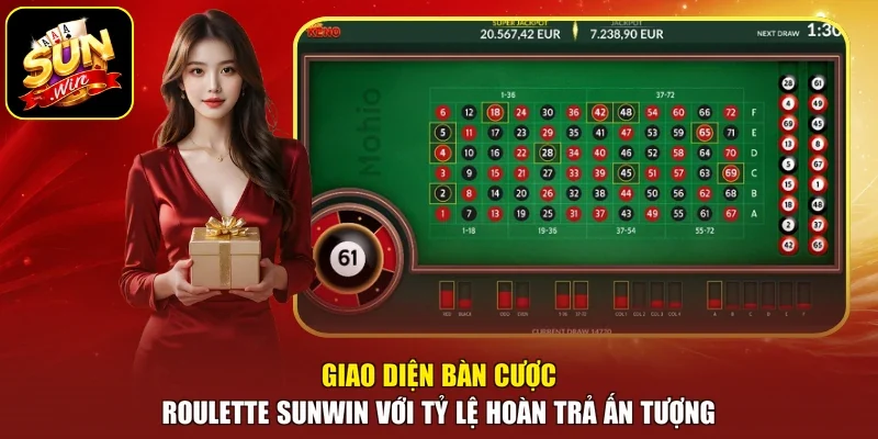Giao diện bàn cược roulette sunwin với tỷ lệ hoàn trả ấn tượng